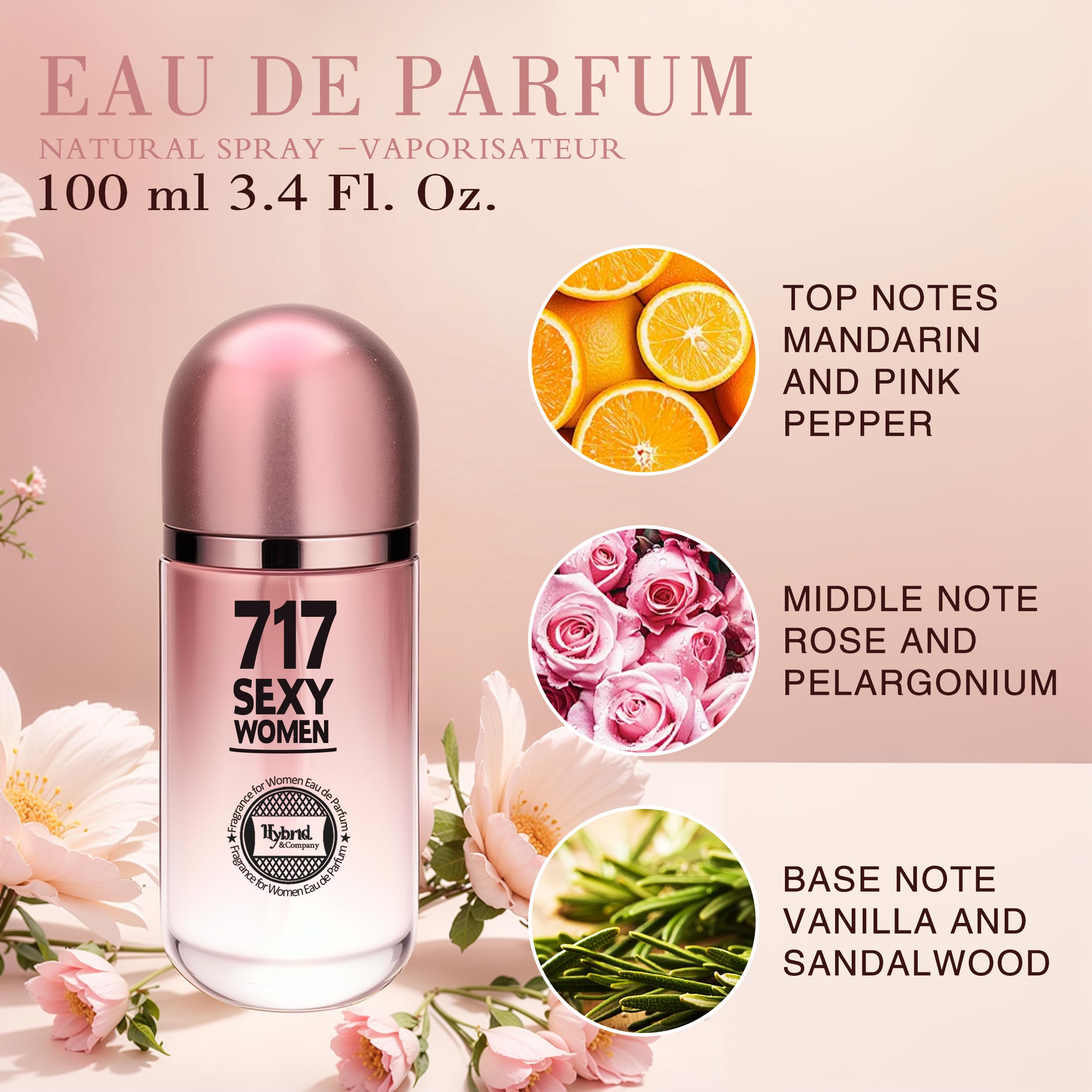 Hybrid & Company 717 Sexy Women Fragrance for Women Eau De Parfum Natural Spray Sweet Scent, 3.4 Fl Oz - Image 3