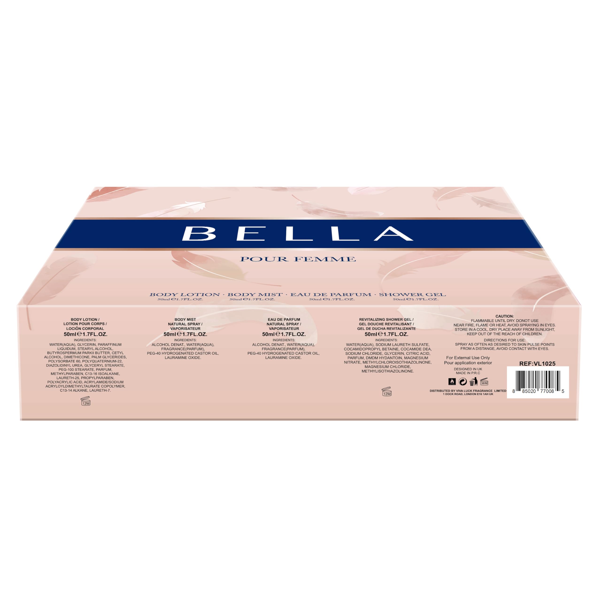 Hybrid & Company Bella Pour Femme 4-Piece Gift Set for Women, 50ml Perfume, Body Lotion, Mist, Shower Gel - Image 3