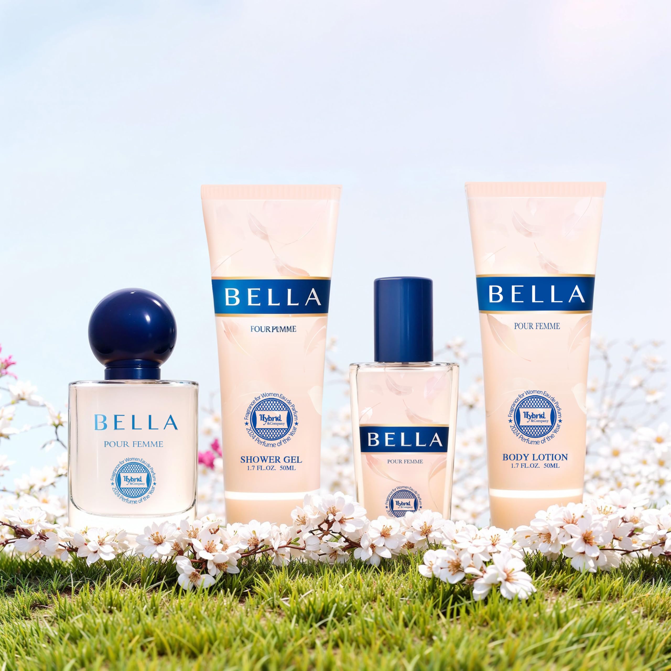 Hybrid & Company Bella Pour Femme 4-Piece Gift Set for Women, 50ml Perfume, Body Lotion, Mist, Shower Gel - Image 4