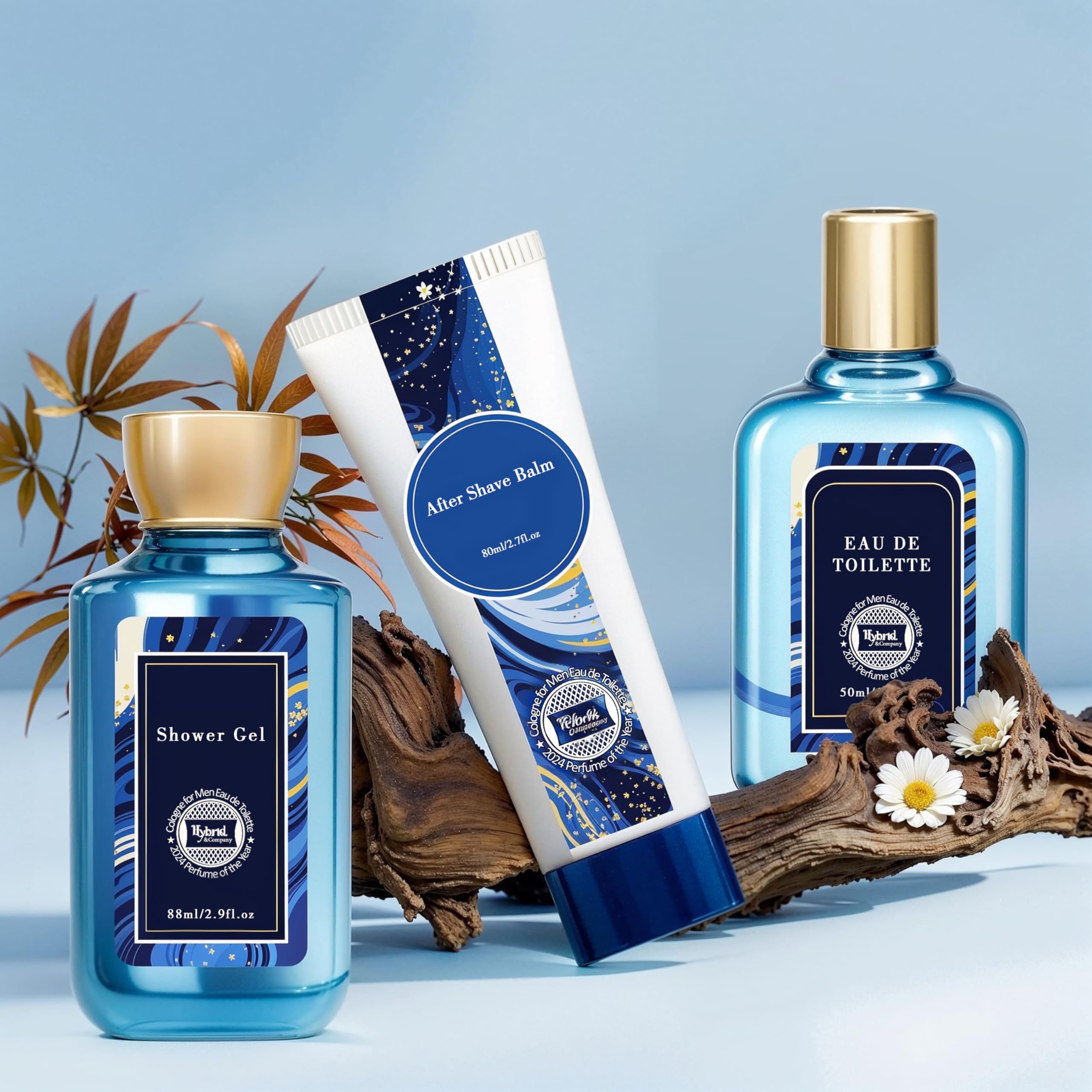 Hybrid & Company Blue Sky 3Pcs Gift Set For Men 100ml-Perfume&80ml-After Shave Balm &80ml-Shower Gel - Image 4