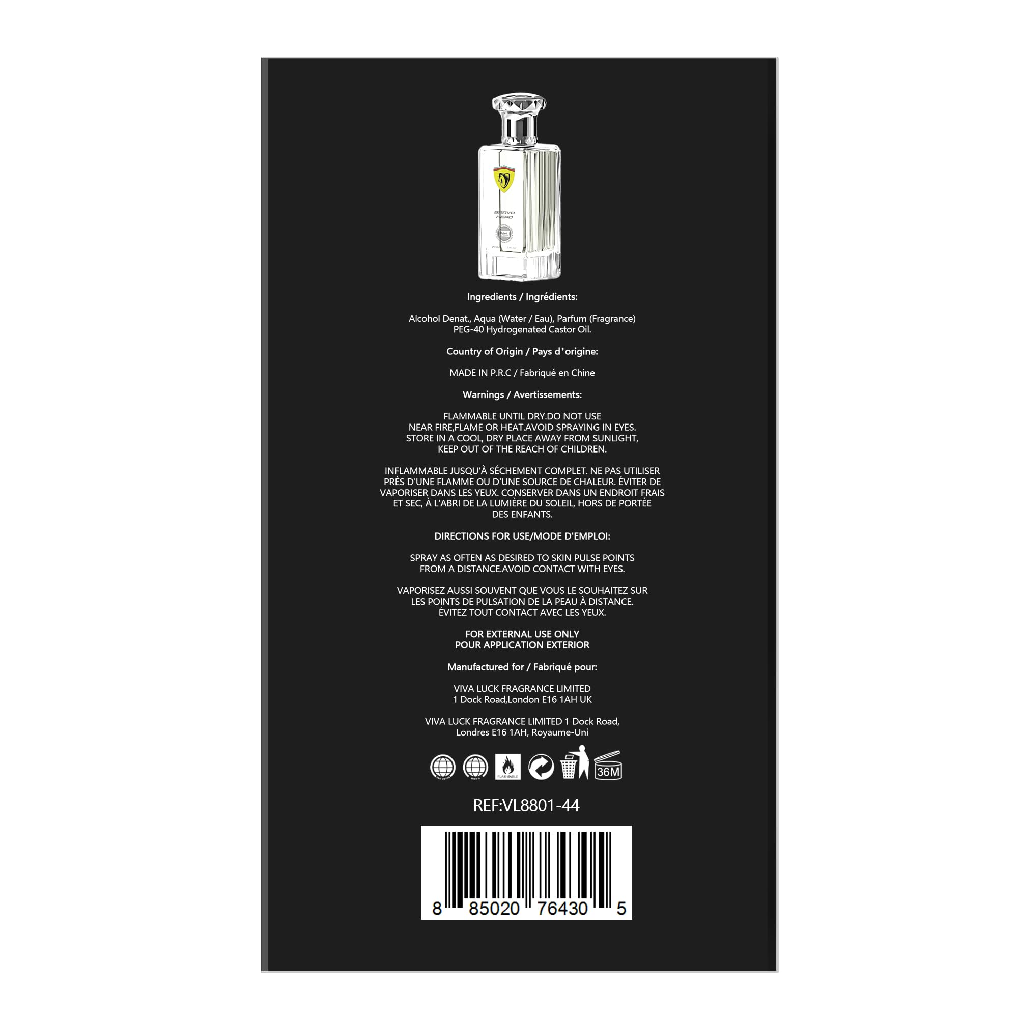 Hybrid & Company Bravo Hero Black Pour Homme For Men Eau De Toilette Vaporisateur Natural Spray 3.4 Fl Oz - Image 5