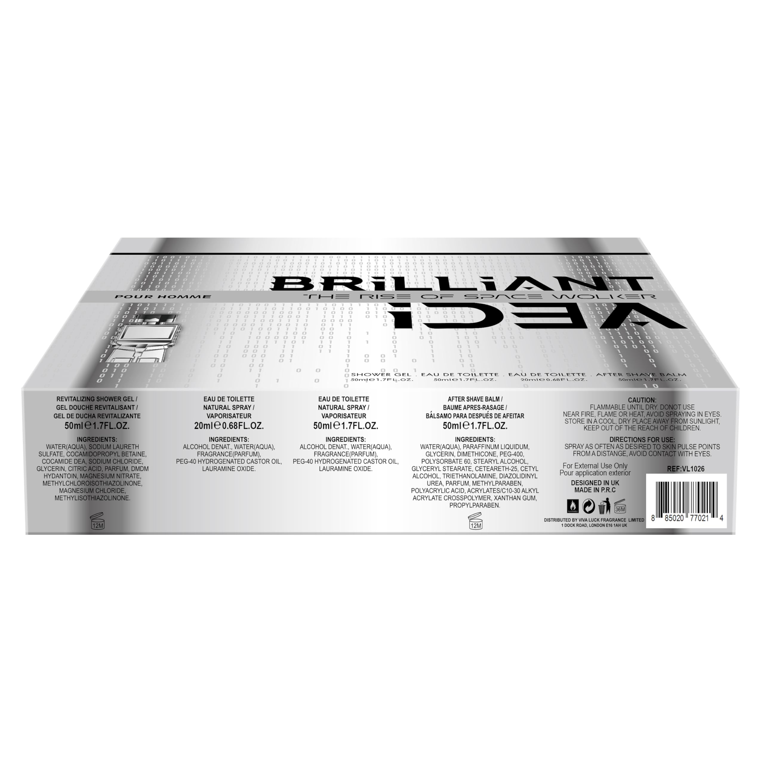 Hybrid & Company Brilliant Idea 4-Piece Gift Set for Men, 0.68 Fl.Oz Eau de Toilette, 50ml Perfume, After Shave Balm, Shower Gel - Image 3