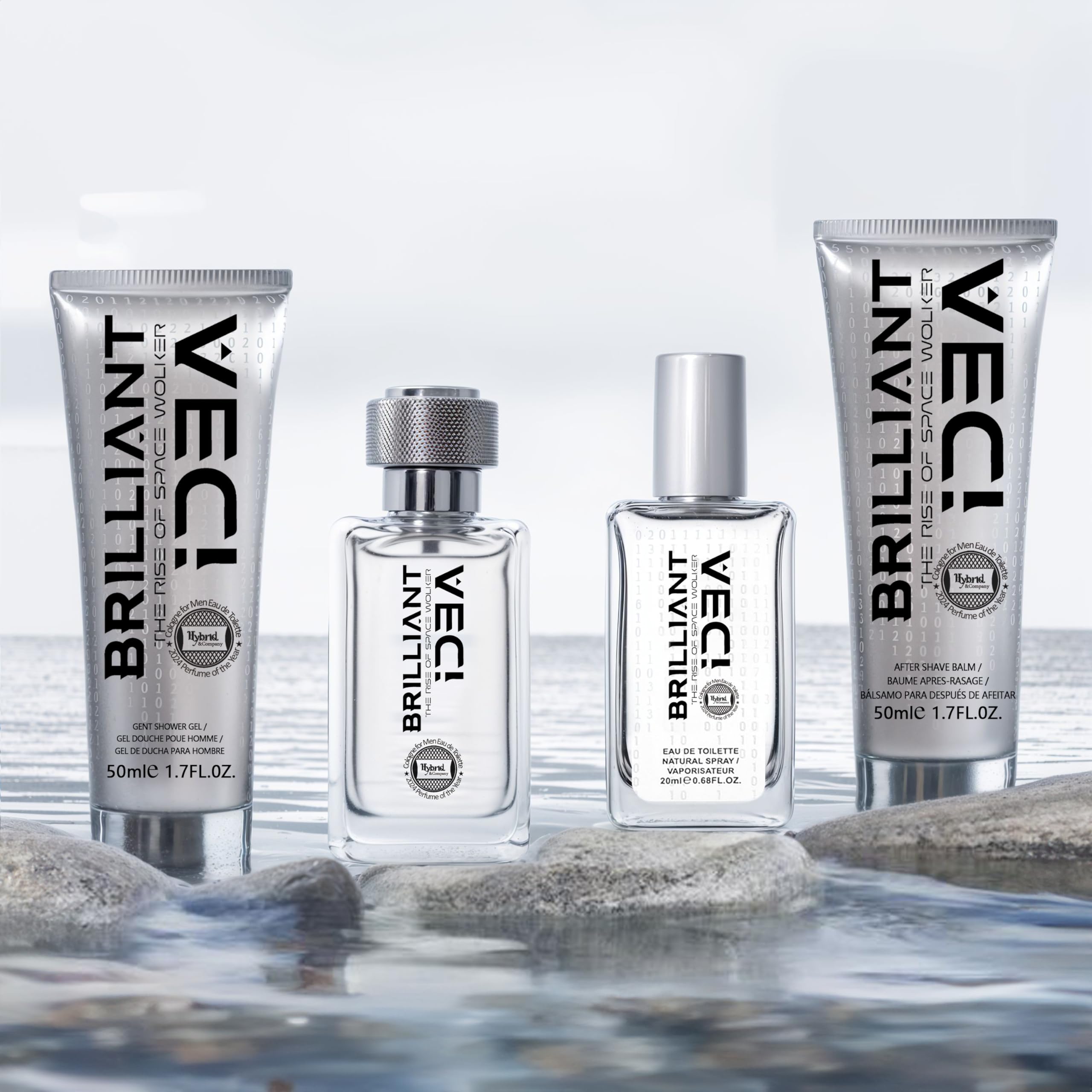 Hybrid & Company Brilliant Idea 4-Piece Gift Set for Men, 0.68 Fl.Oz Eau de Toilette, 50ml Perfume, After Shave Balm, Shower Gel - Image 4