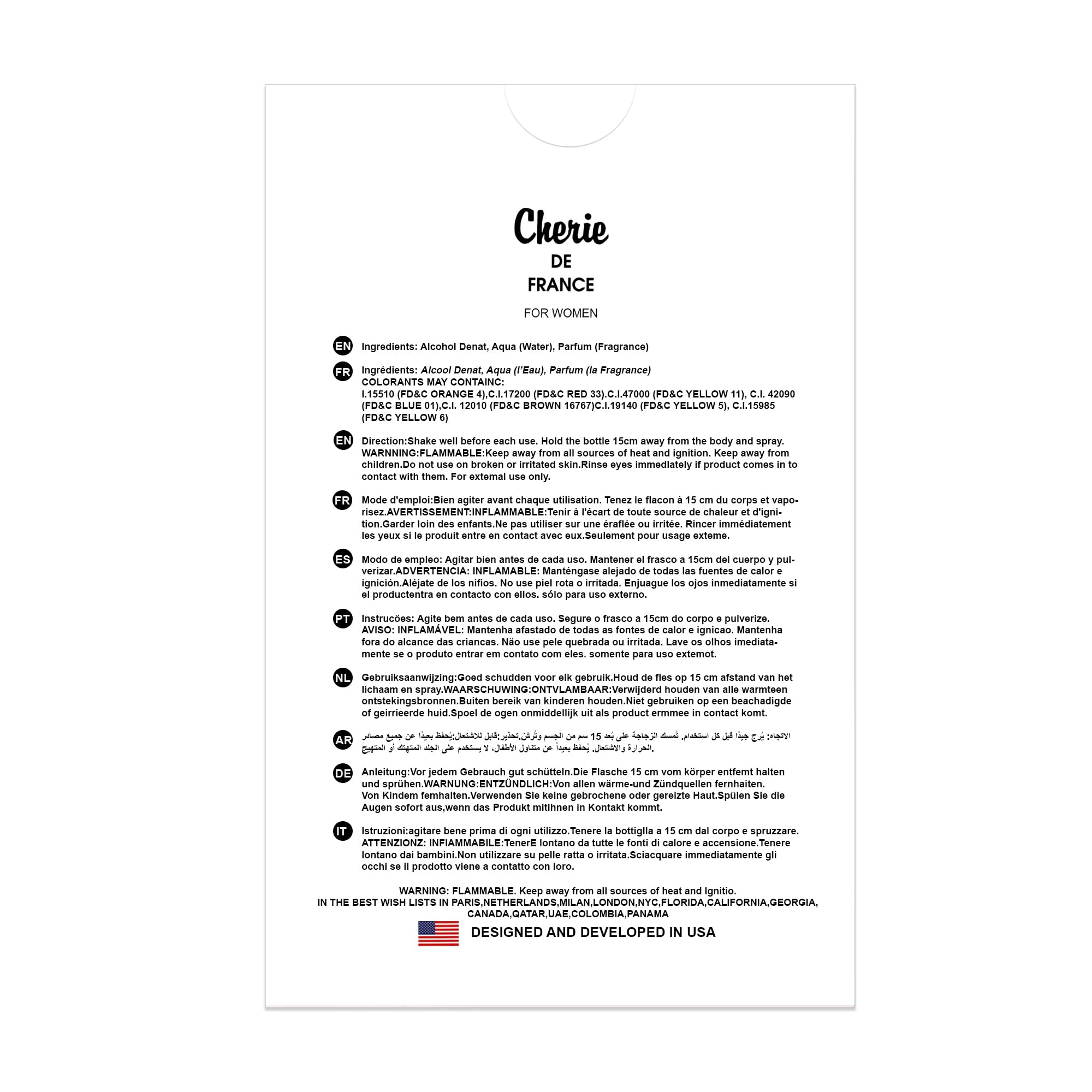 Hybrid & Company Women Cherie De France Eau De Parfum Natural Spray Vaporisateur 3.4 Fl Oz - Image 5