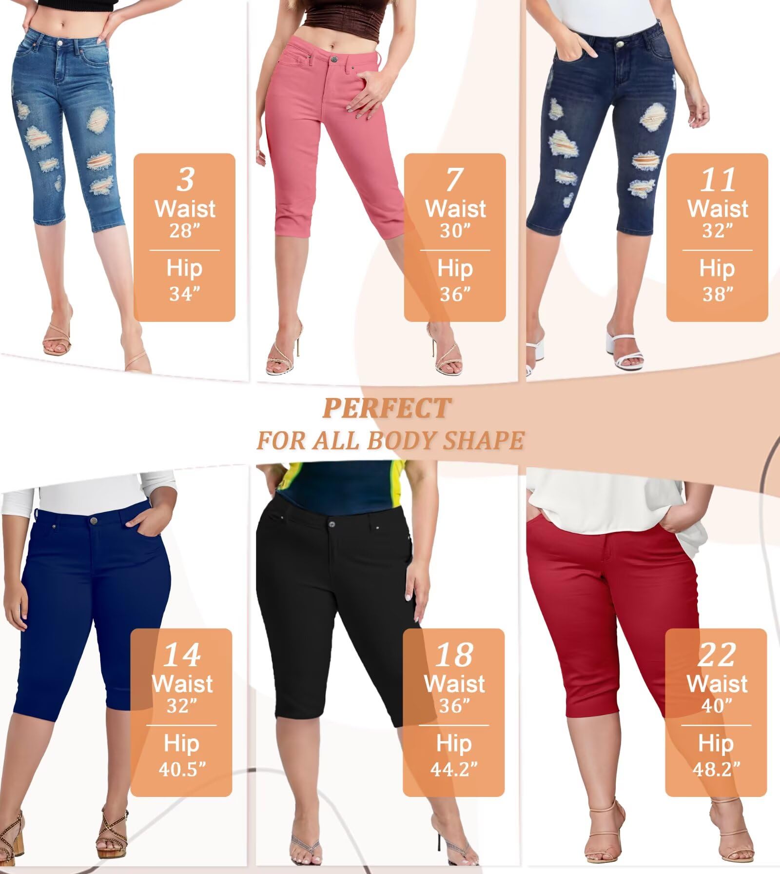 Hybrid & Company Women's Butt Lift Super Comfy Stretch Denim Capri Short Jeans - Image 6