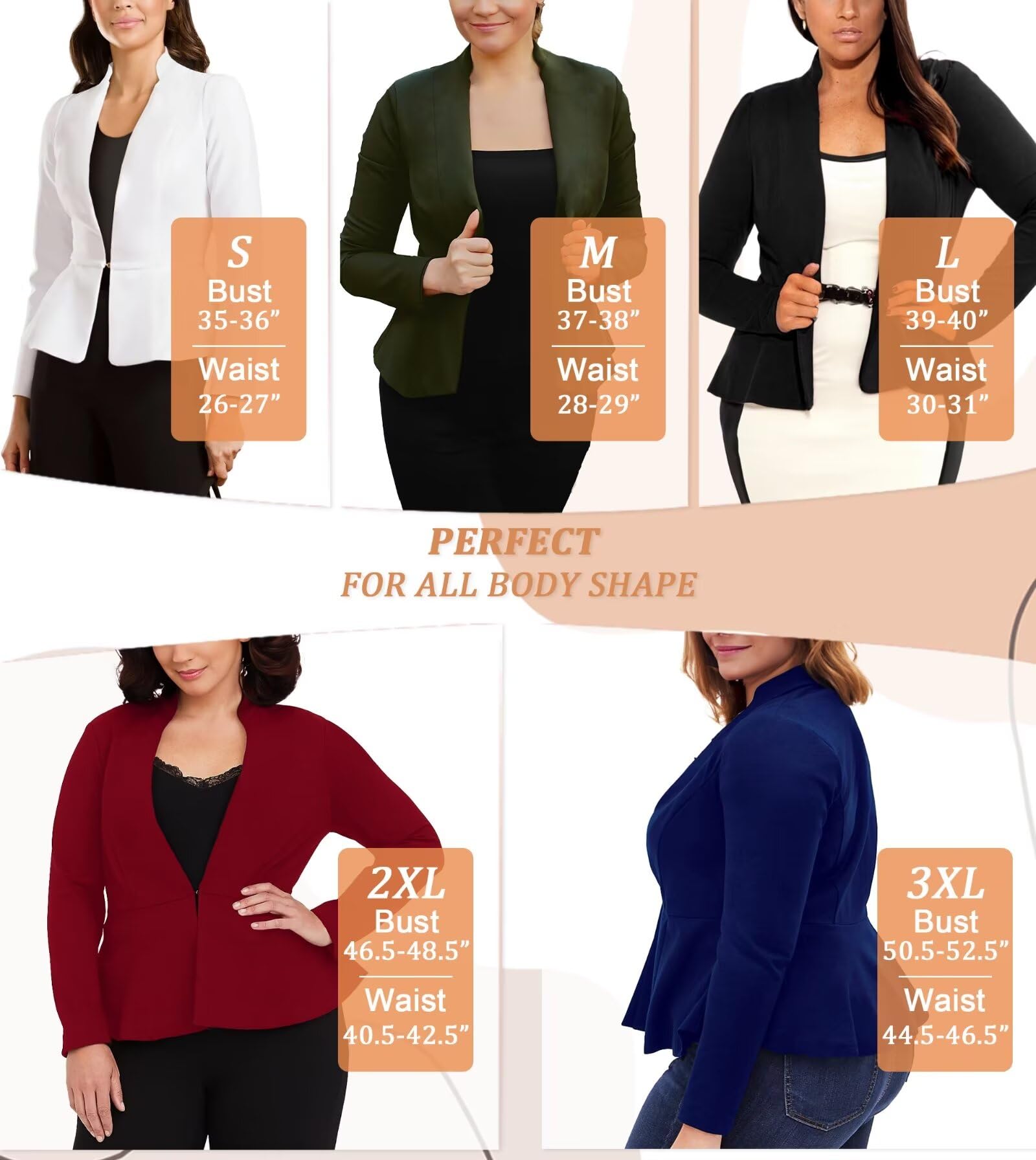 Hybrid & Company Women's Casual Work Office Elegant Open Front Premium Nylon Blazer Jacket - Image 7