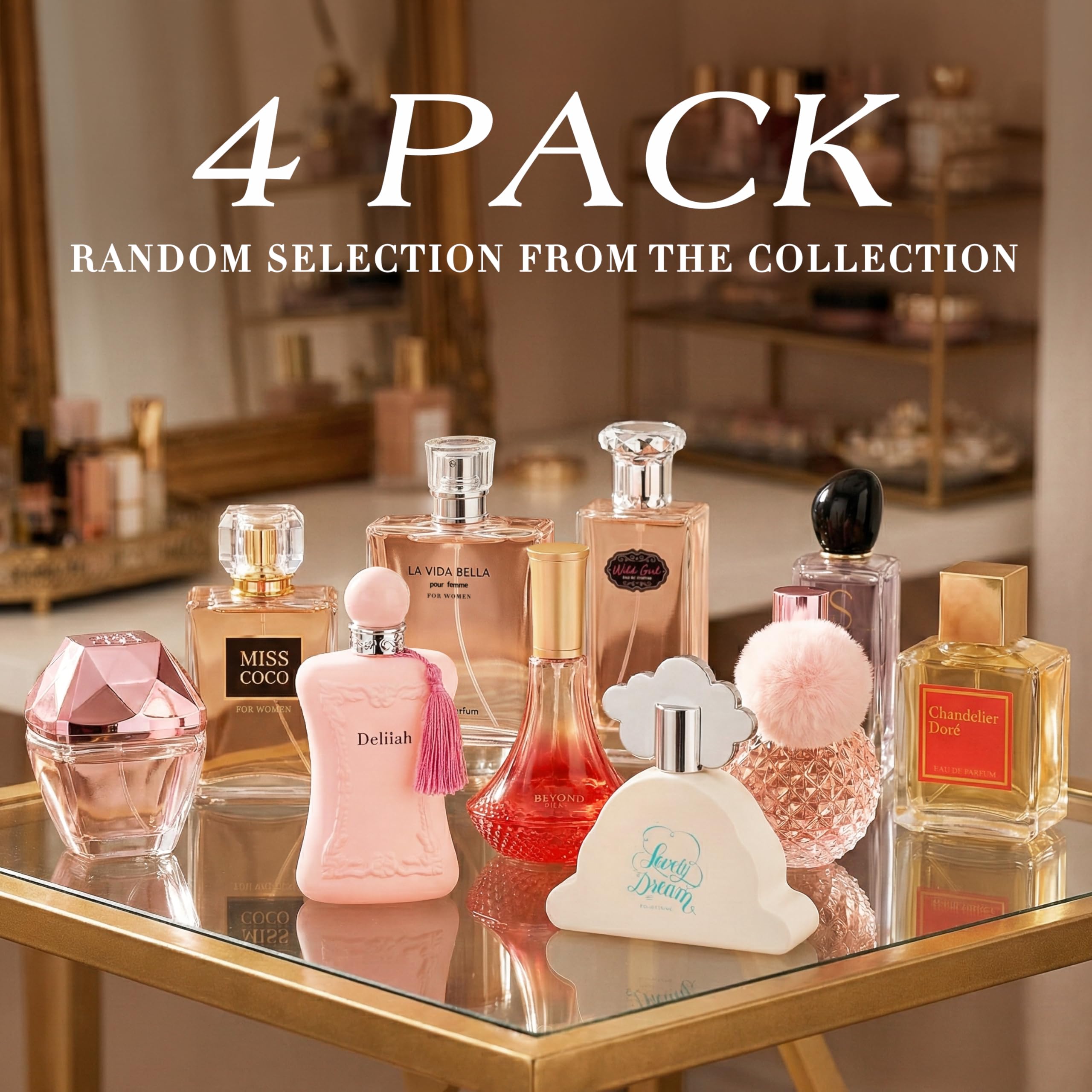 Hybrid & Company Women's Perfume Mystery Box 4Pcs, Random Scent Surprise Blind Box, Long Lasting Elegant Eau de Parfum Gift Set for Women, 3.4 Fl Oz Each - Image 3