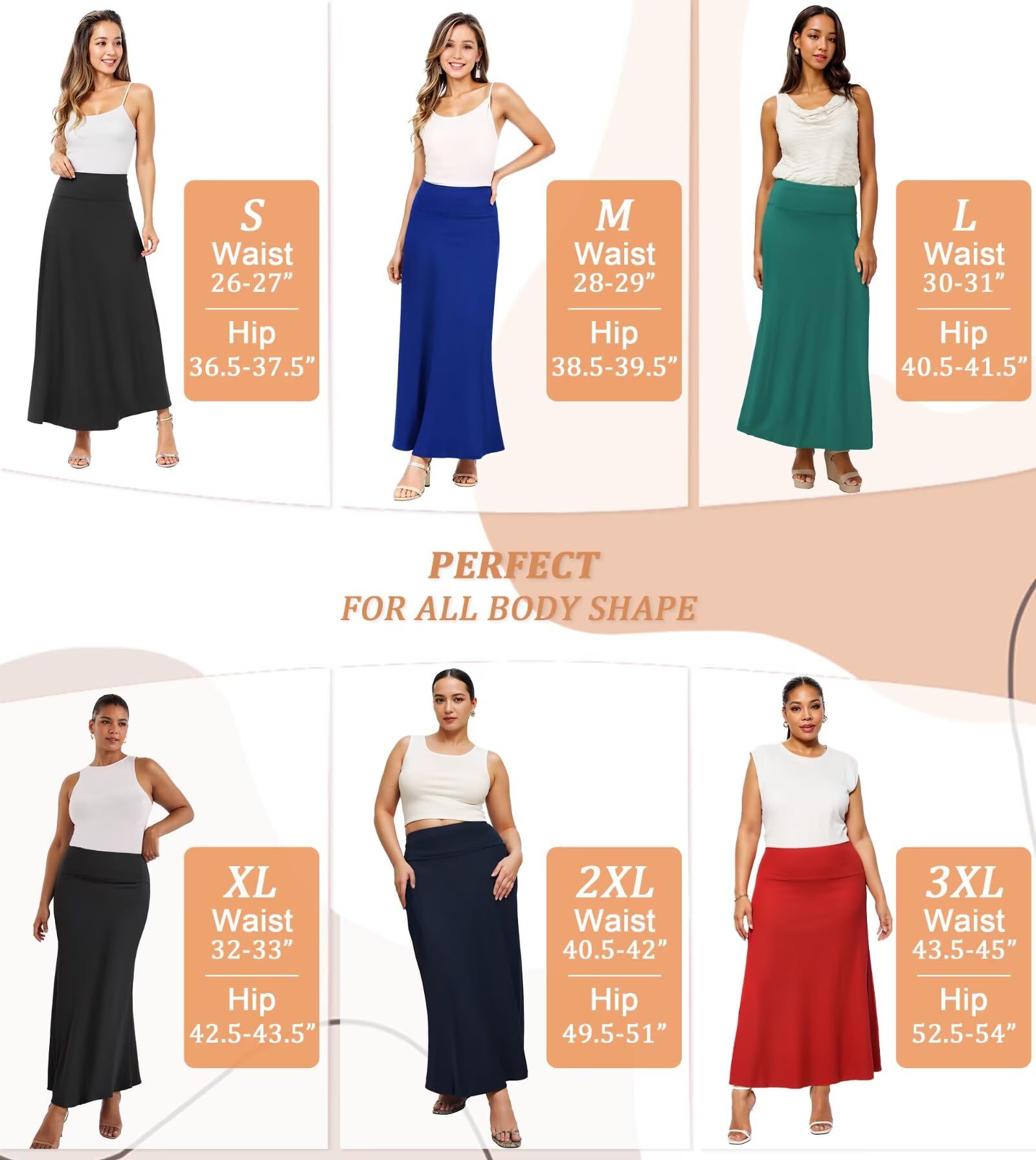 Hybrid & Company Women's Stretch Lightweight Flowy Maxi Skirt – Casual Fold Over Waist, Made in USA - Image 5