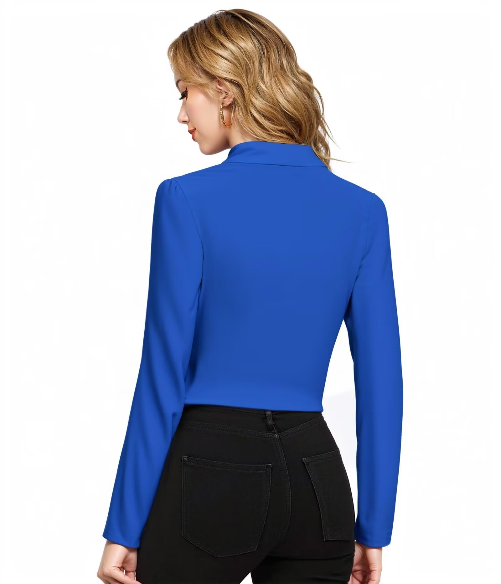 Hybrid & Company Womens Blazer Cropped Ponte Fabric Open Front Zipper Dress Jacket Casual Slim Jacket - Image 3