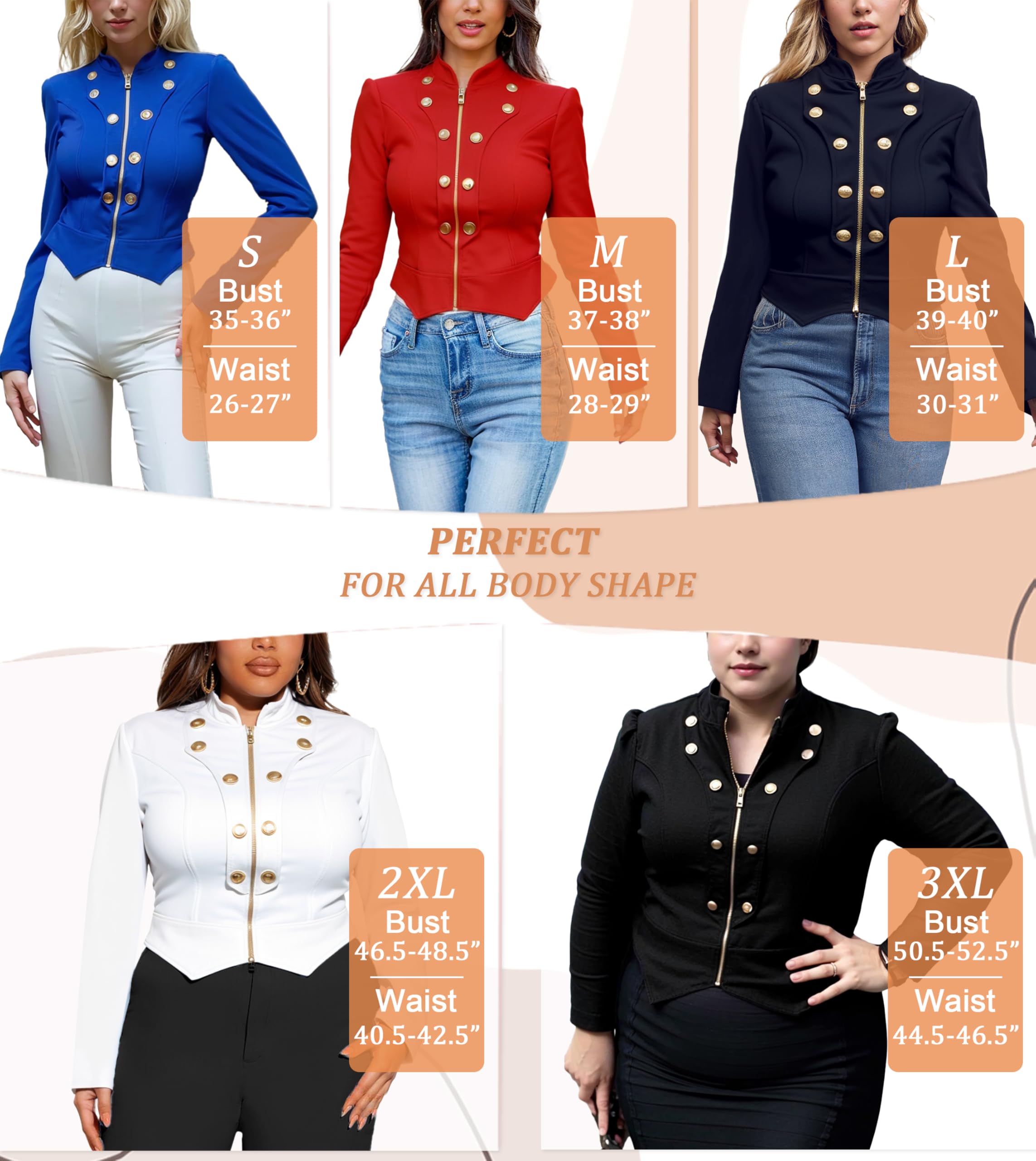 Hybrid & Company Womens Blazer Cropped Ponte Fabric Open Front Zipper Dress Jacket Casual Slim Jacket - Image 4