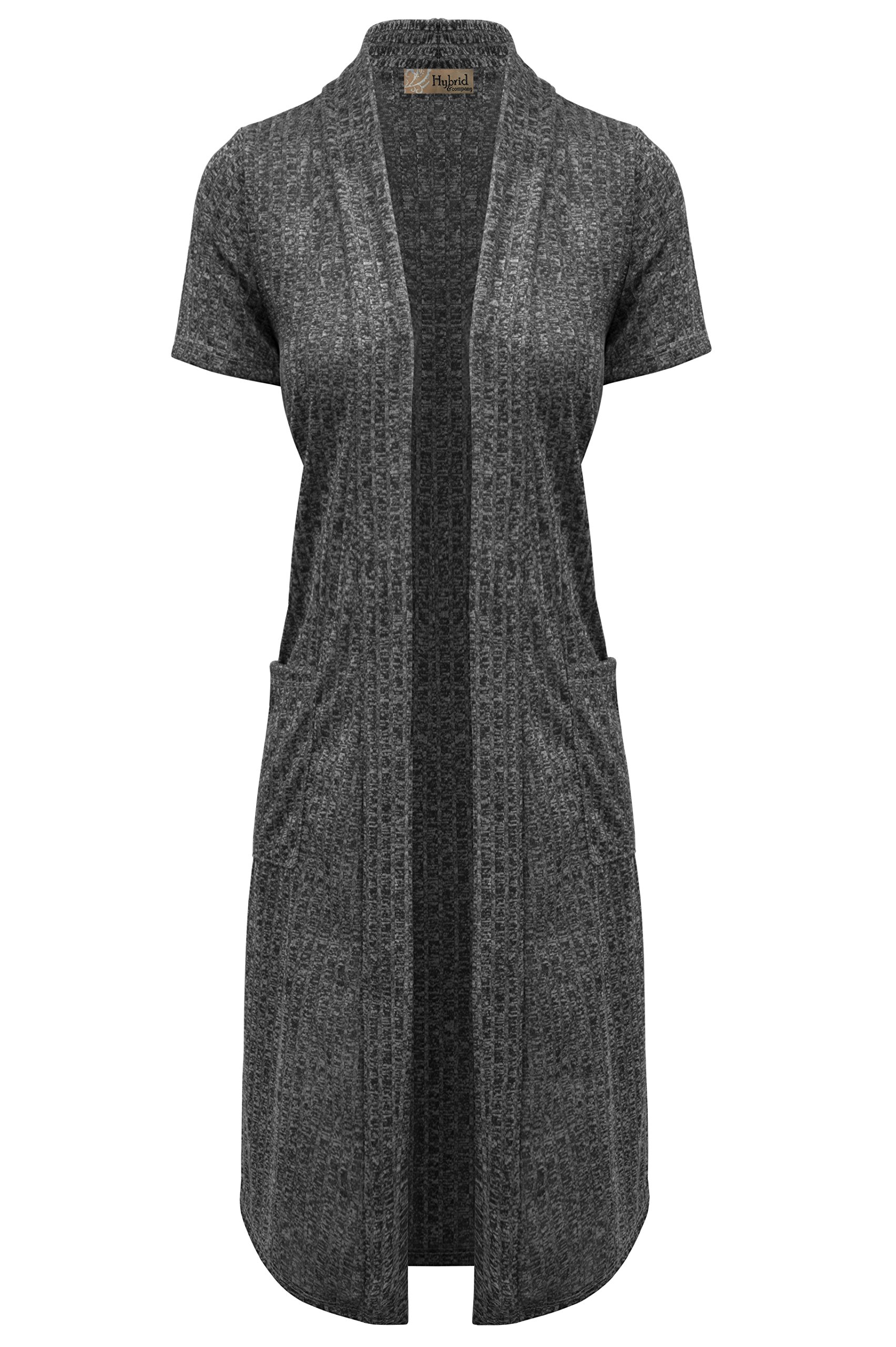 Hybrid & Company Womens Casual Short Sleeve Open Front Drape Cardigan - Image 4