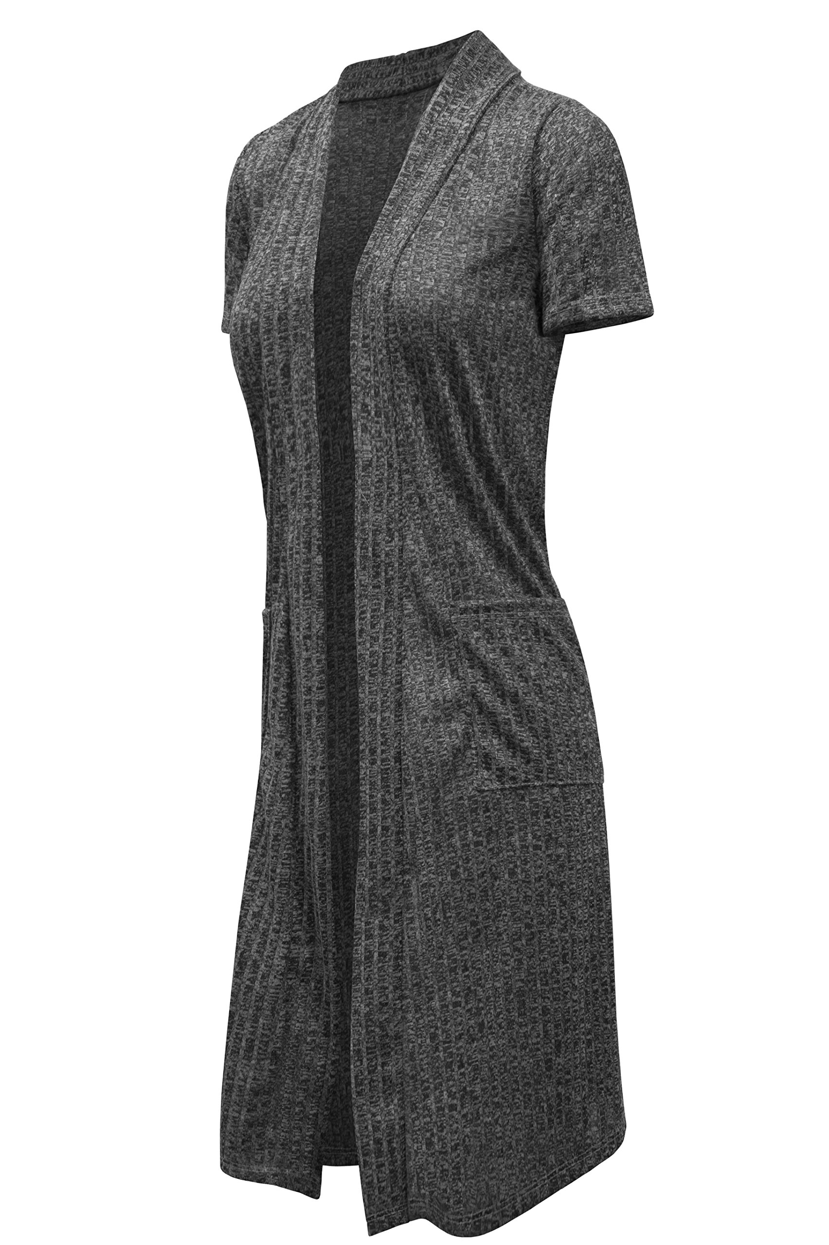 Hybrid & Company Womens Casual Short Sleeve Open Front Drape Cardigan - Image 5