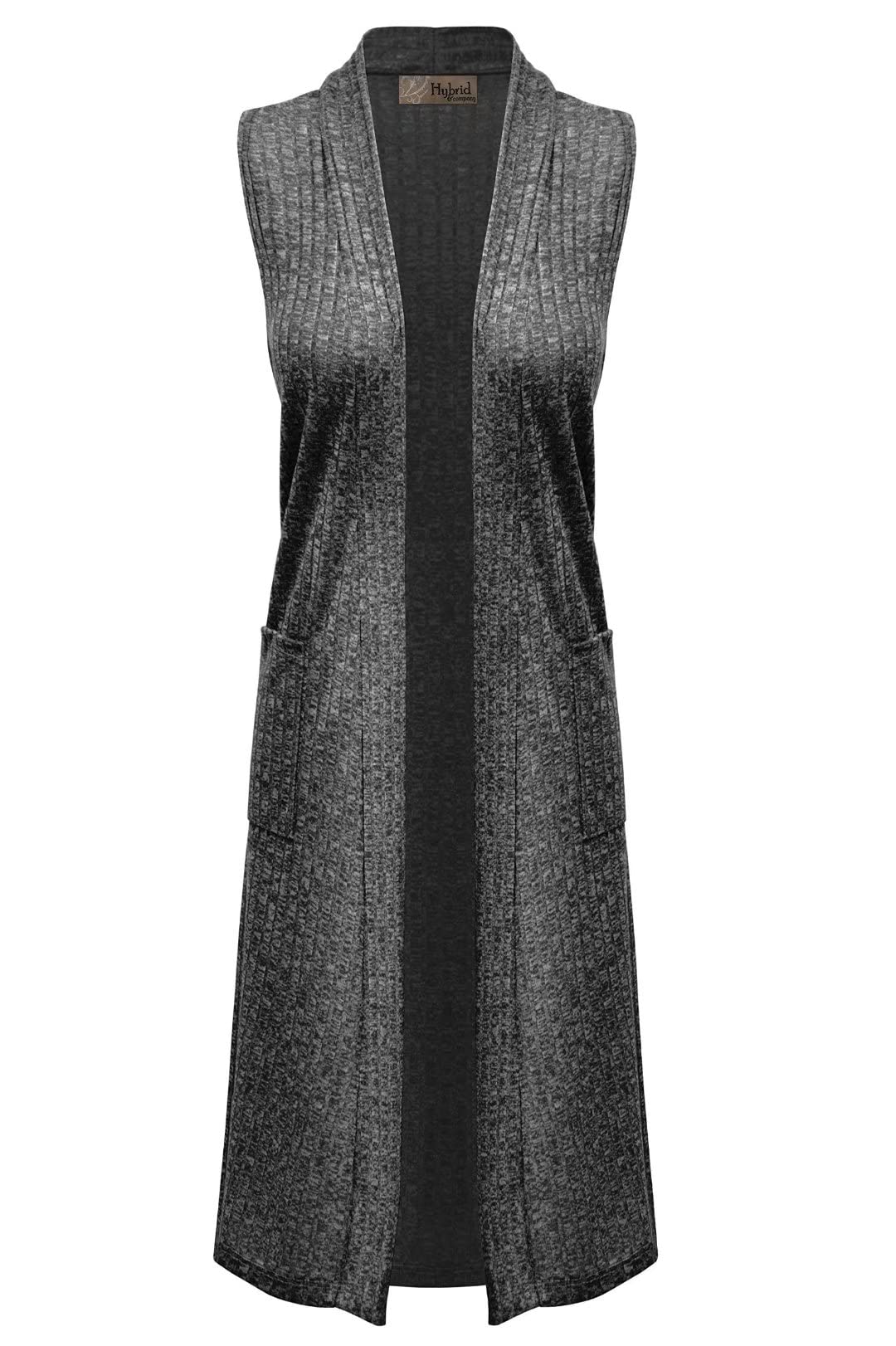 Hybrid & Company Womens Casual Sleeveless Open Front Drape Cardigan - Image 4