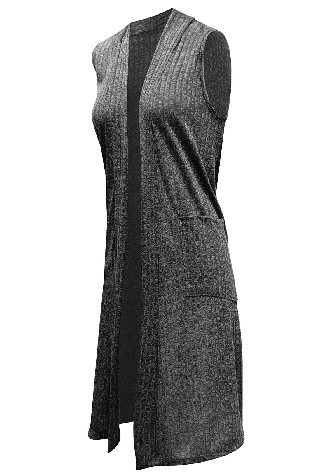 Hybrid & Company Womens Casual Sleeveless Open Front Drape Cardigan - Image 5