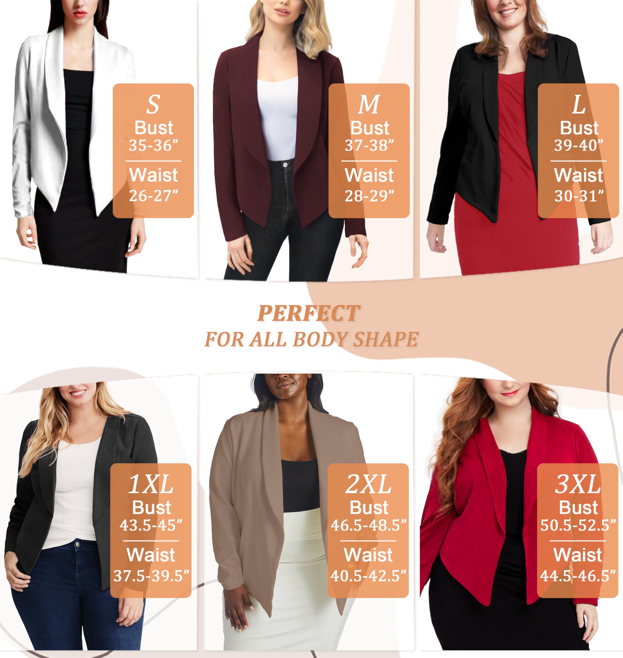 Hybrid & Company Womens Casual Work Office Blazer Open Front Heavy Ponti Shawl Collar Long Sleeve Jacket - Image 5