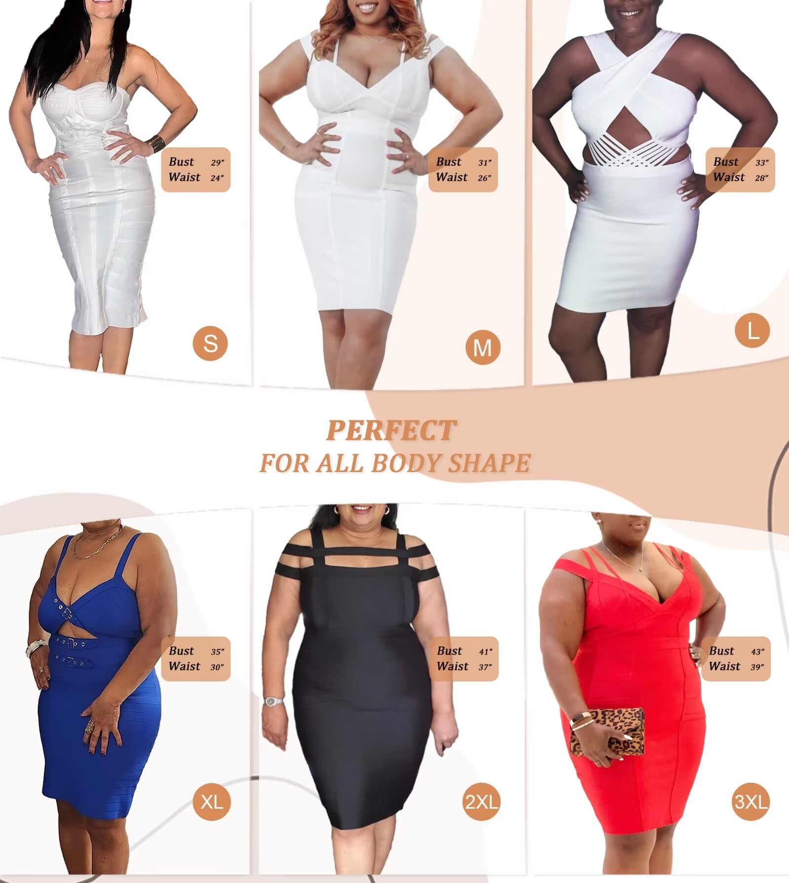 Hybrid & Company Womens Elegant Elastic Dress Chic Knee-Length Bandage Bodycon Party Dress - Image 3