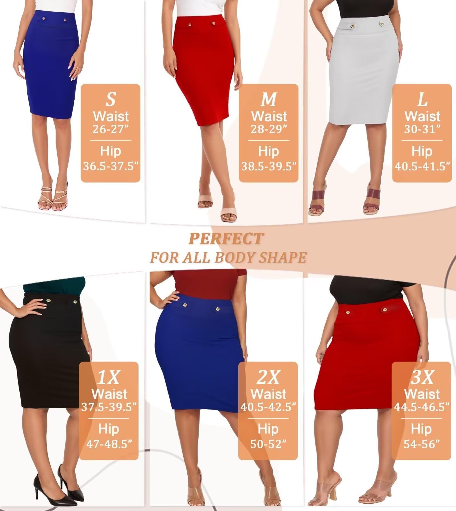 Hybrid & Company Womens Pencil Skirt Premium Nylon Ponte Stretch Office Made in The USA Below Knee - Image 5