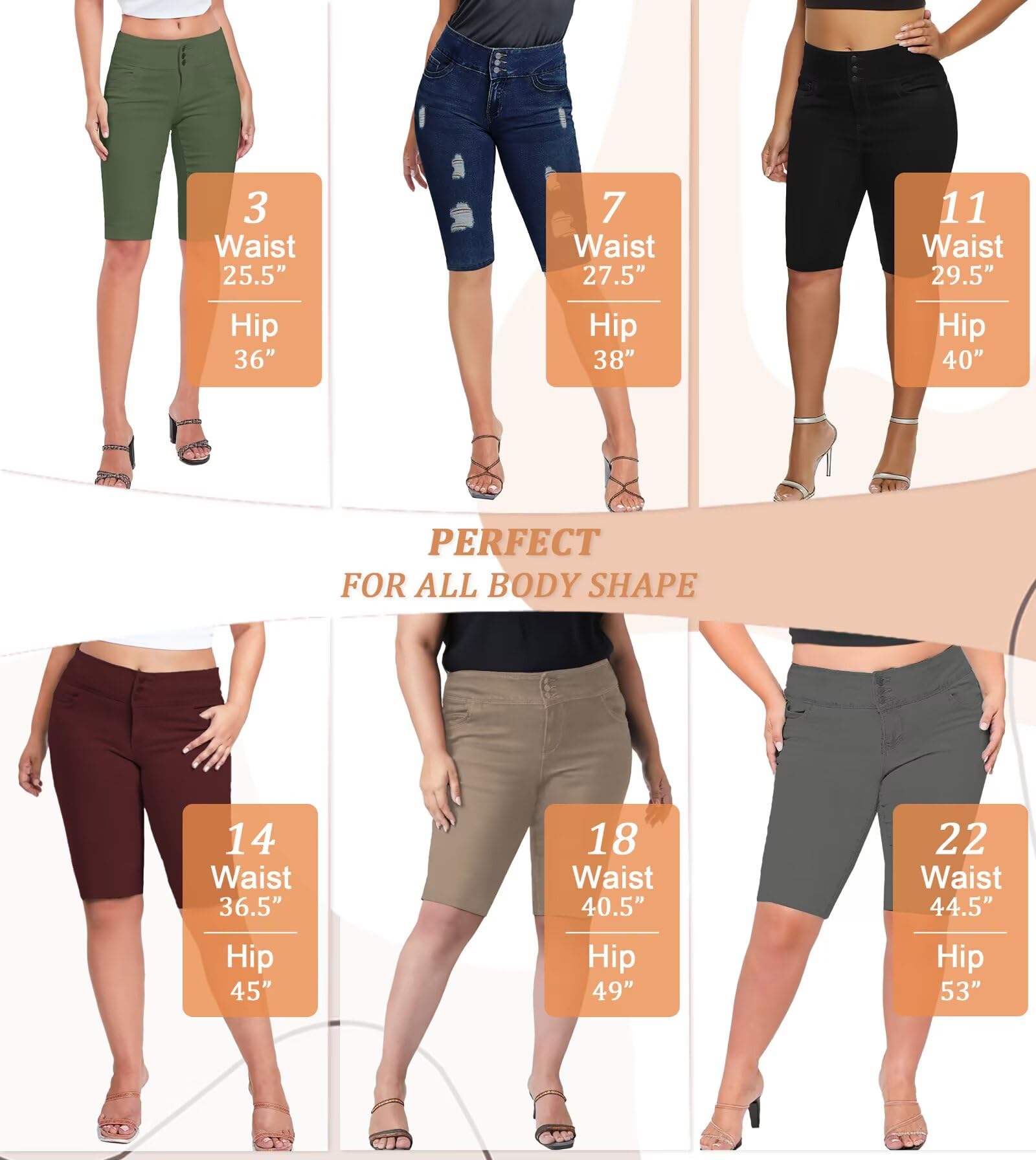 Hybrid & Company Womens Perfectly Shaping Hyper Stretch Bermuda Shorts Capri - Image 5