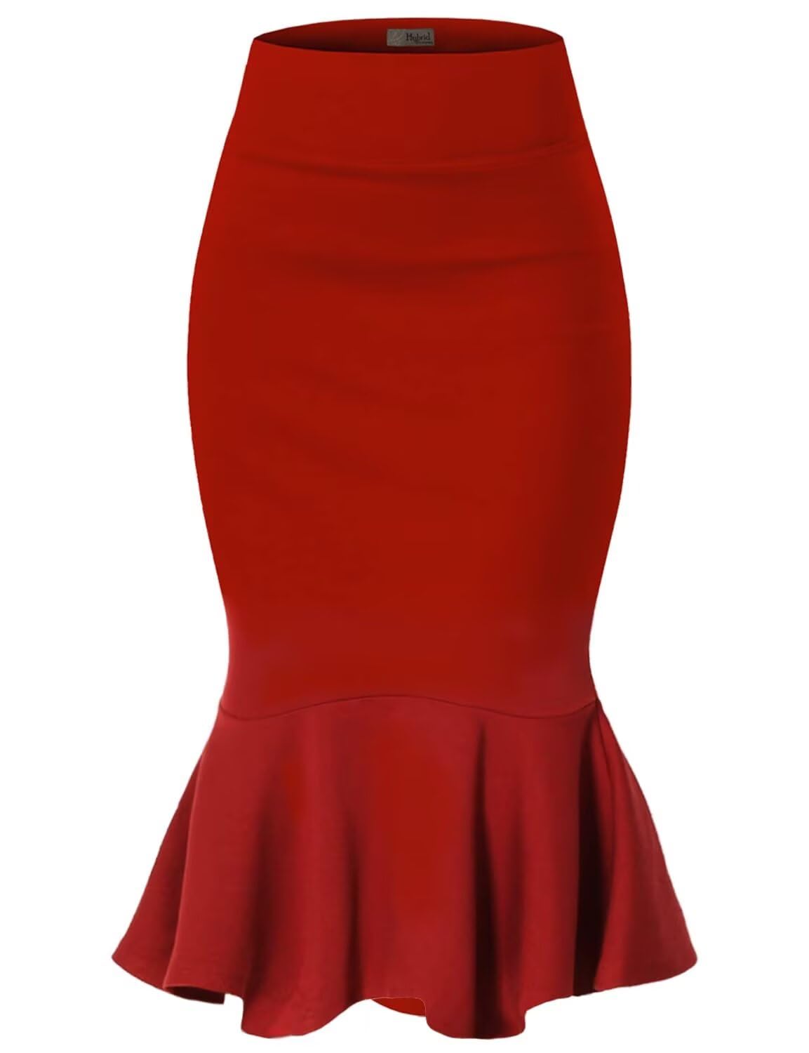 HyBrid & Company Womens Premium Nylon Ponte Stretch Office Fishtail Pencil Skirt High Waist Made in The USA Below Knee - Image 5