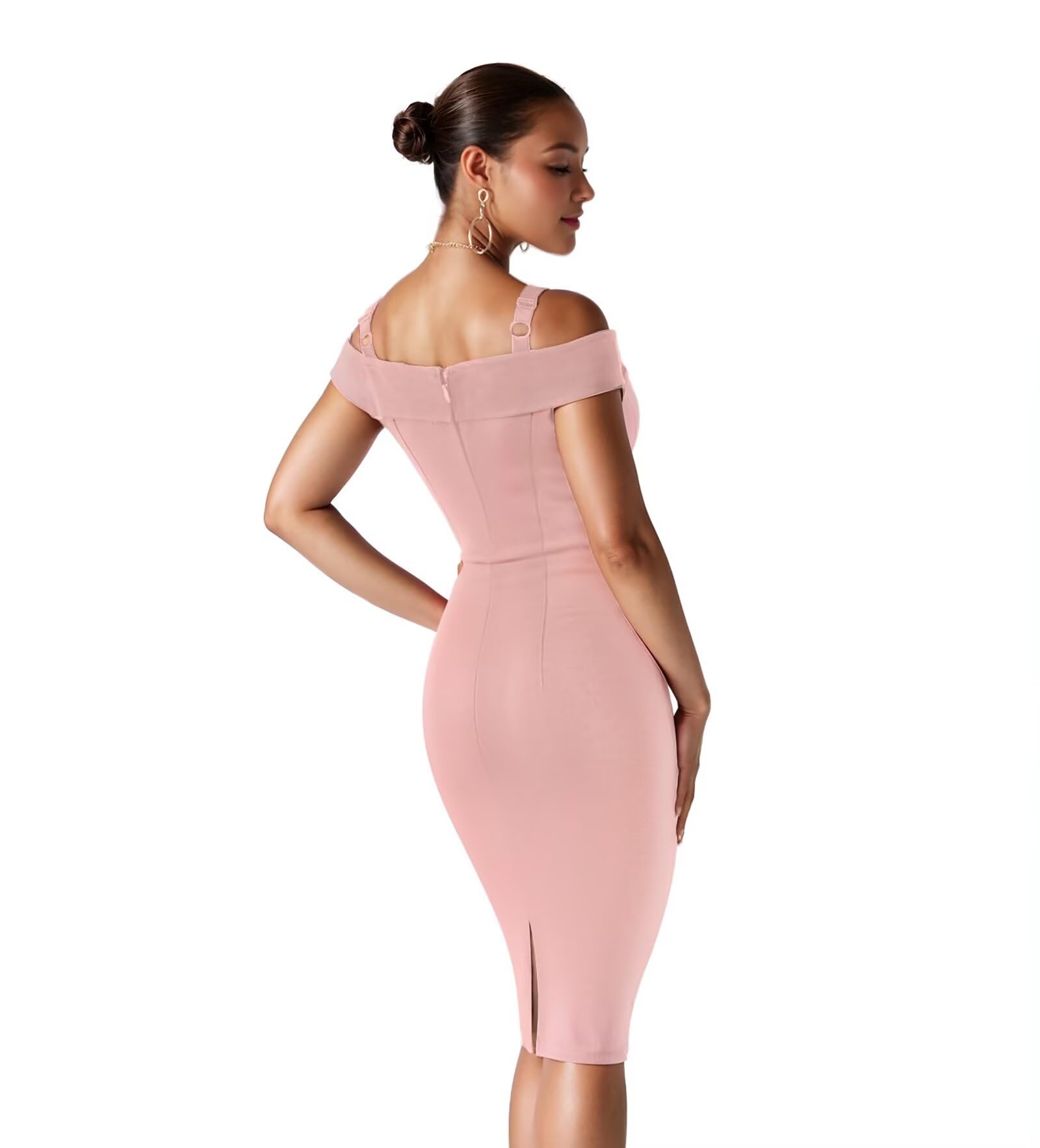 Hybrid & Company Womens Sexy V Neck Stretchy Bodycon Party Bandage Dress - Image 4