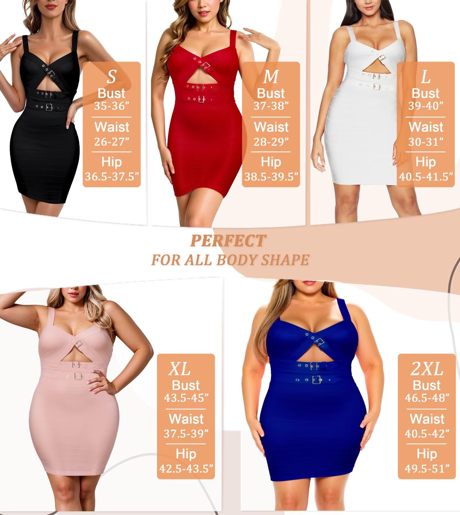 Hybrid & Company Womens Sleeveless Metal Bandage Dress Celebrity Party Bodycon Dress - Image 5