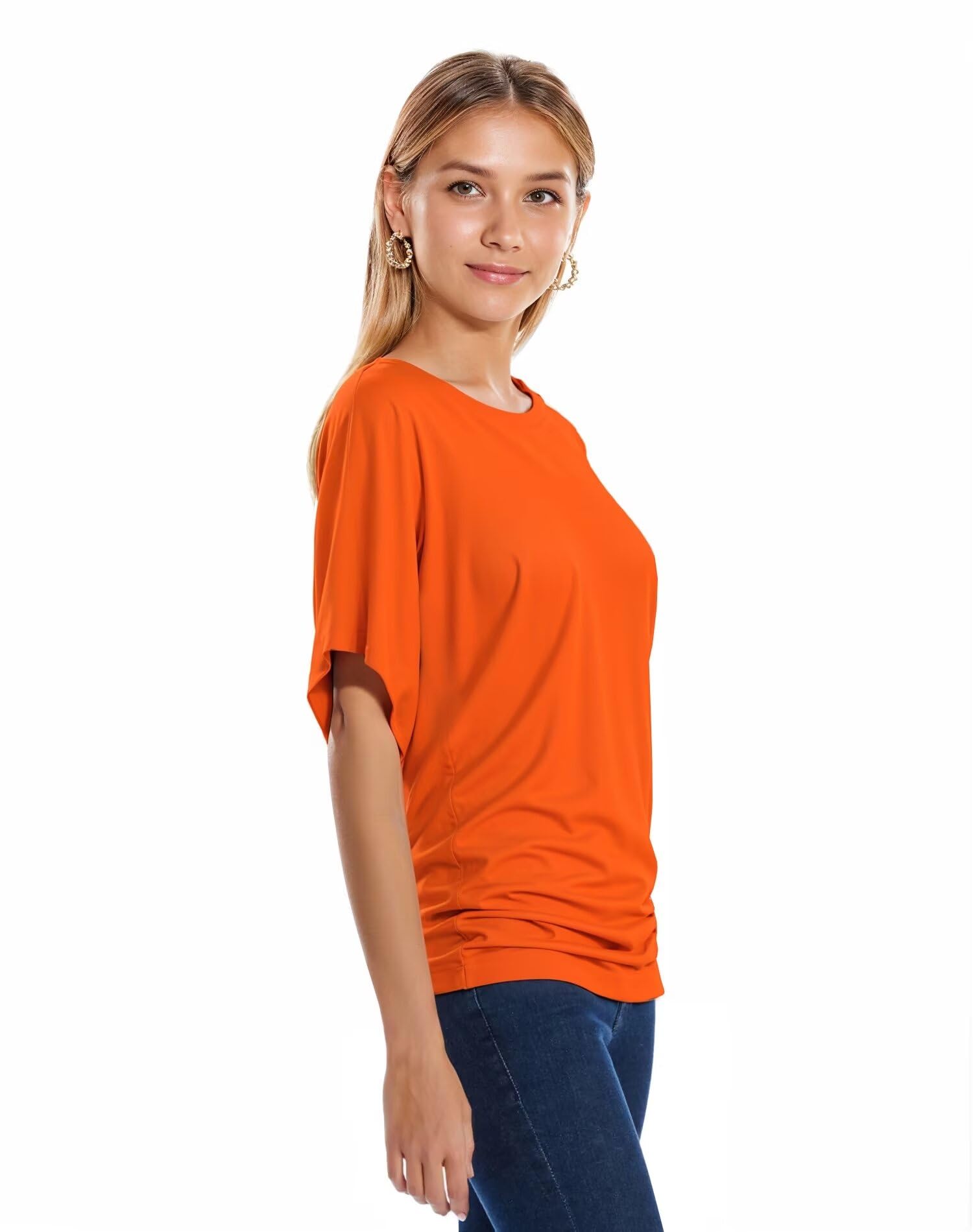 Hybrid & Company Womens Super Comfy Boat Neck Dolman Top Shirt - Image 5