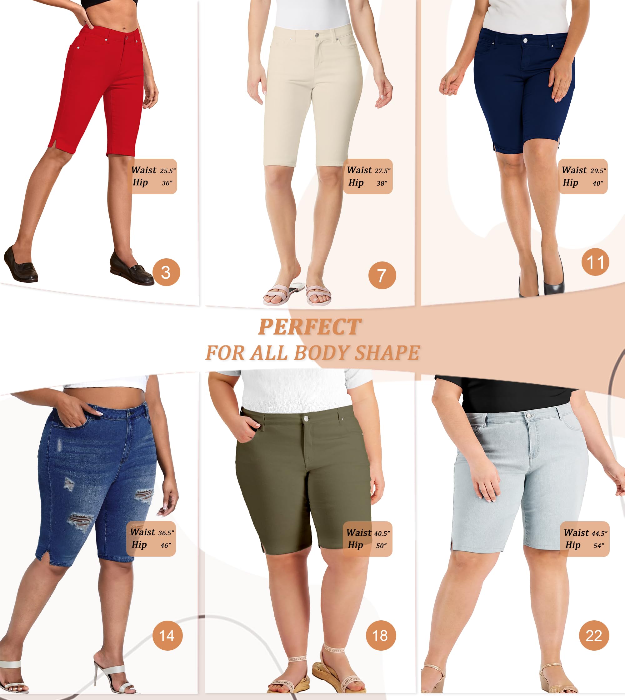 Hybrid & Company Womens Ultra Comfy Butt Lift Stretch Bermuda City Shorts - Image 4