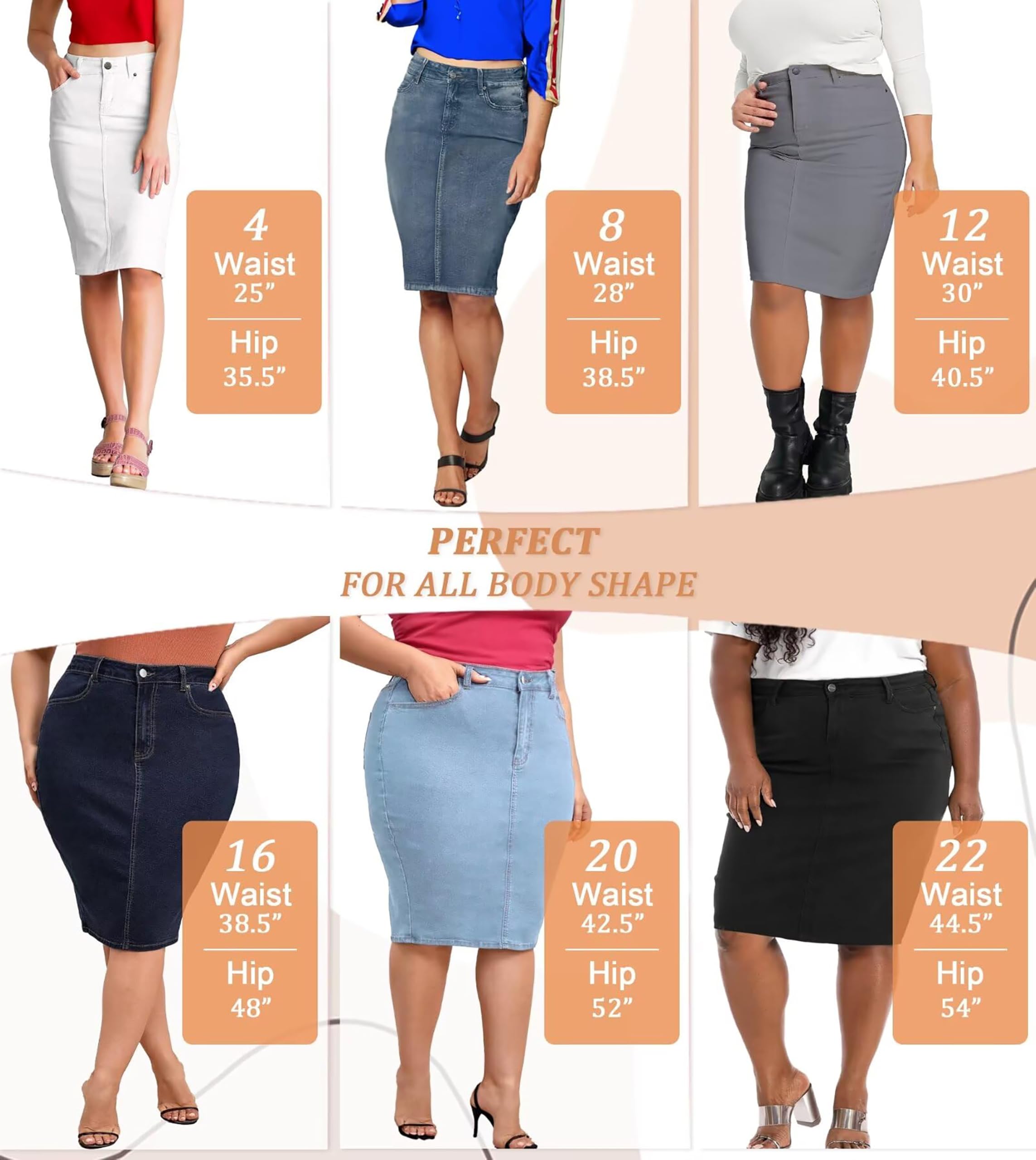 Lexi Womens Stretch Pencil Skirts with Functional Pockets, A Line & Destructed Mini Denim Skirts - Image 5